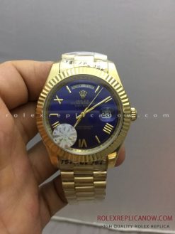 Rolex Day Date Gold Blue Dial Roman Numeral 128238