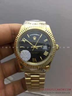 Rolex Day Date President Gold Black Dial Roman Numeral 128238